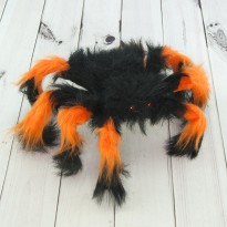 Павук з хутра 30см (чорний з помаранчевим)